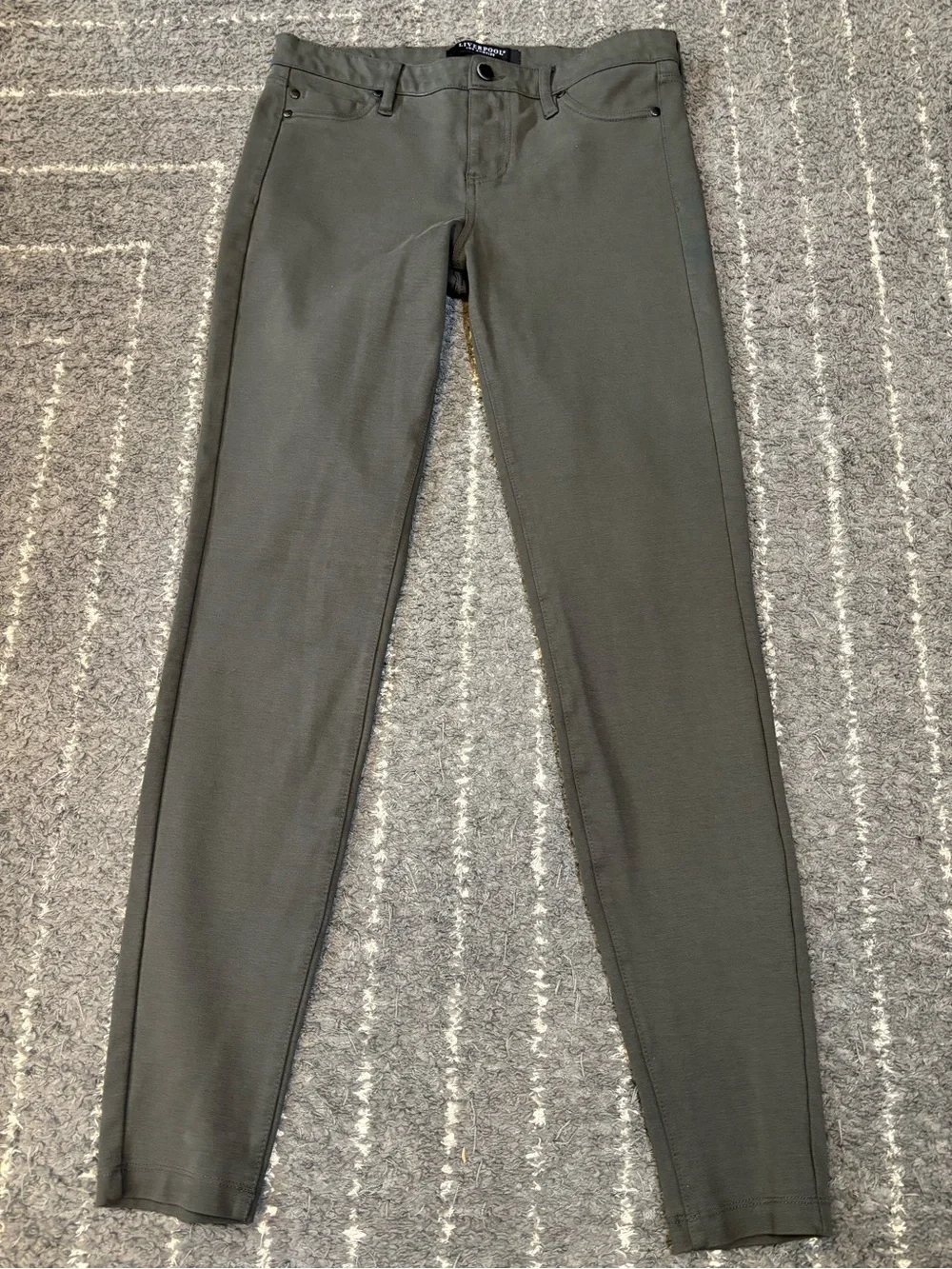 Liverpool Ponte Pants, Olive Dark Army Green Stretch Skinny, Size 6